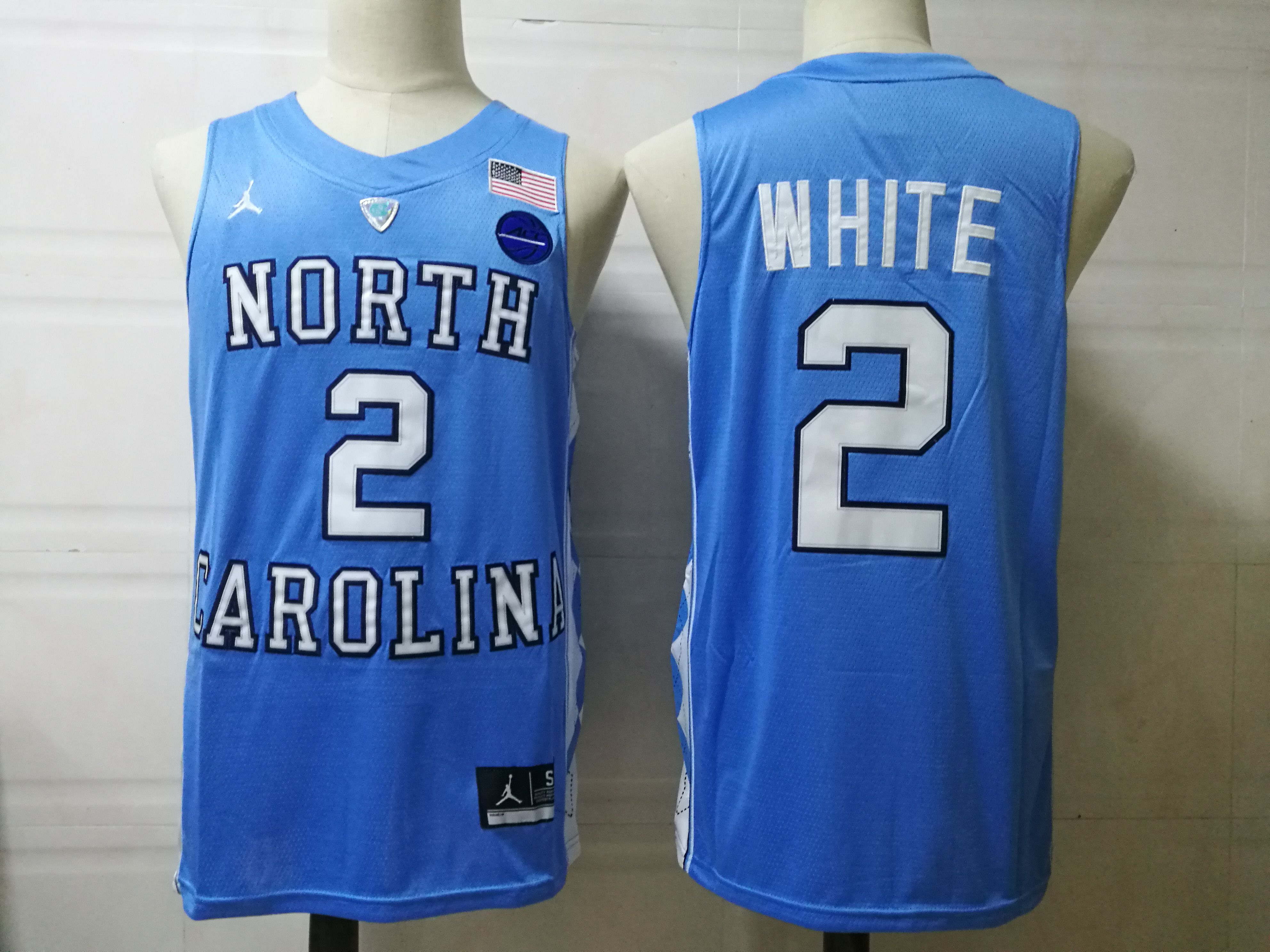 Men North Carolina Tar Heels #2 White Light Blue 2025 NCAA Jersey->ncaa teams->NCAA Jersey